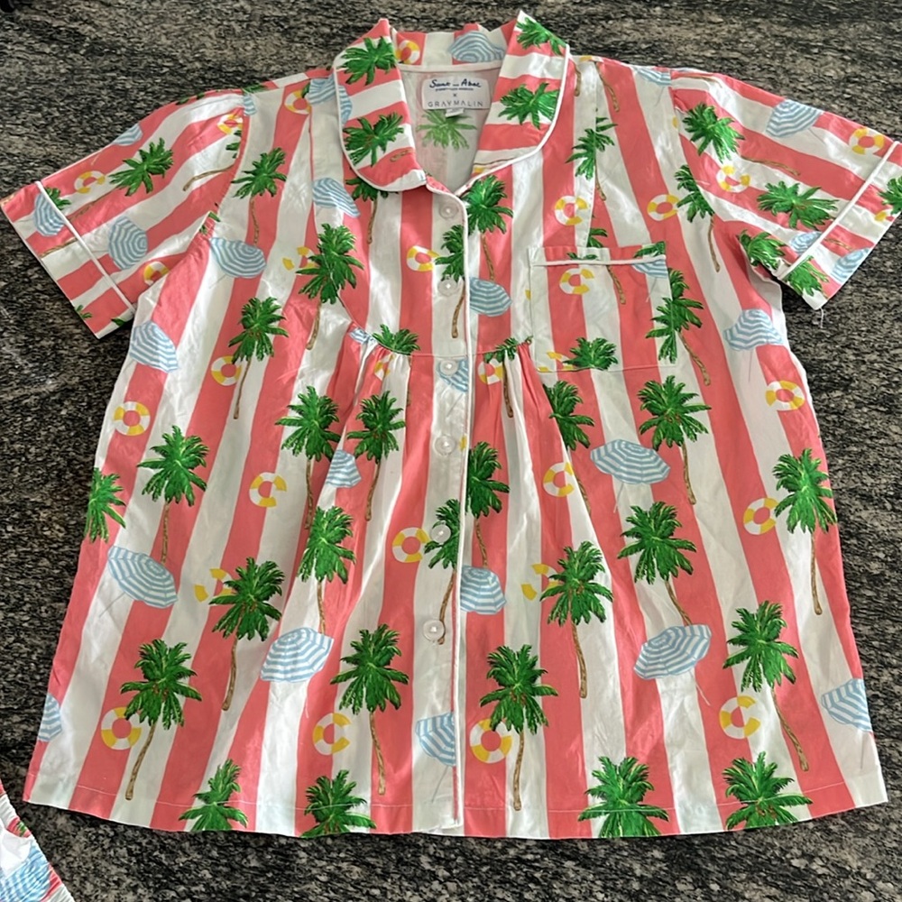 Gray Malin Sant and Abel Tropical Summer Pajama Set EUC